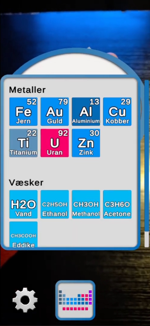 Material selection menu