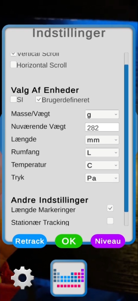 Unit settings interface