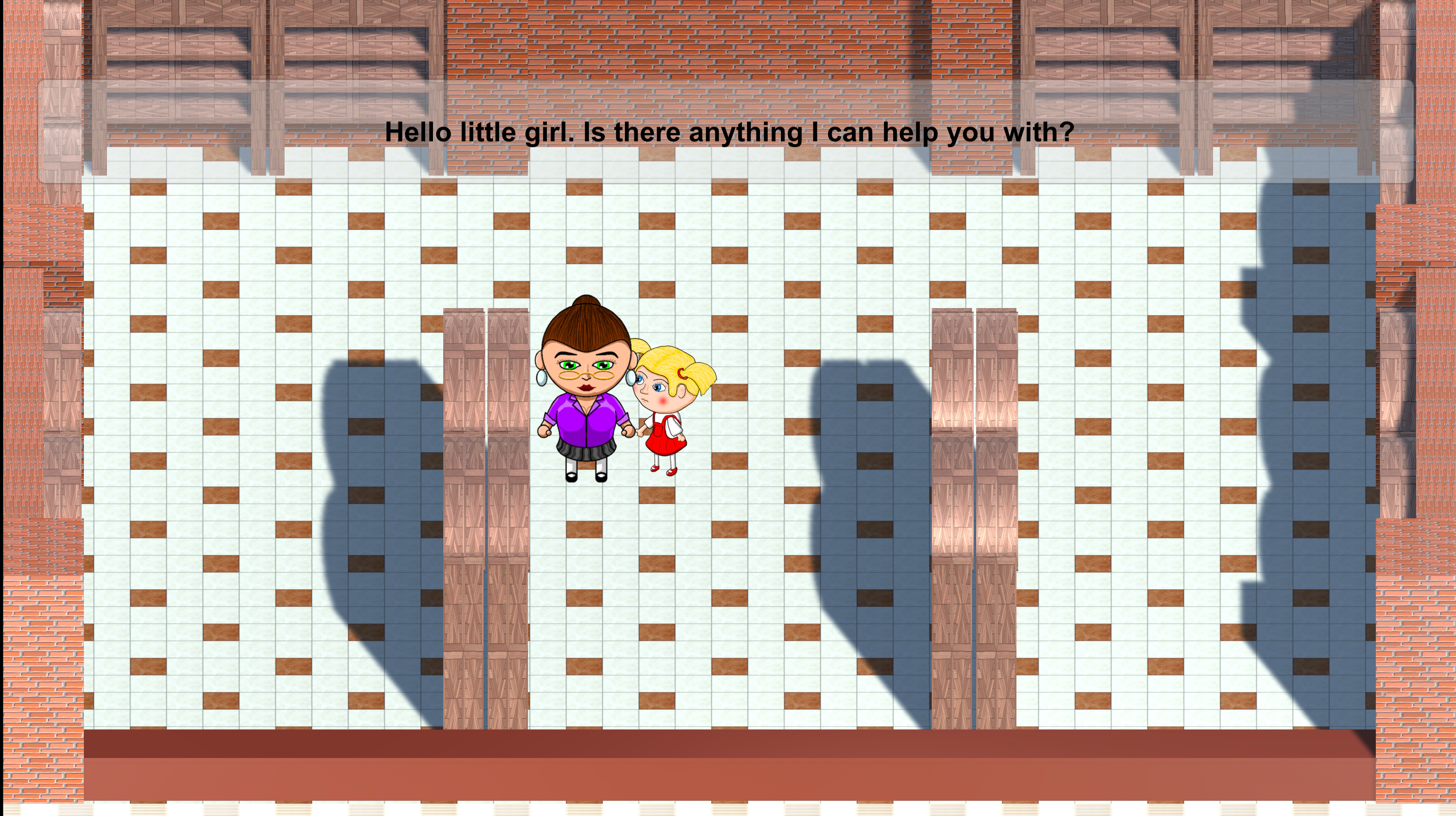 Gameplay screenshot in the library environment