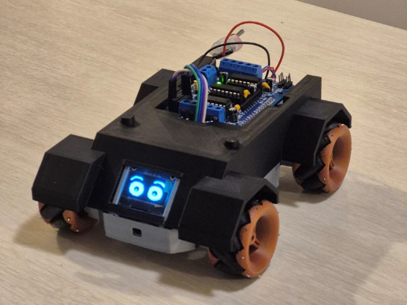 Finished robot seen from the front-left angle
